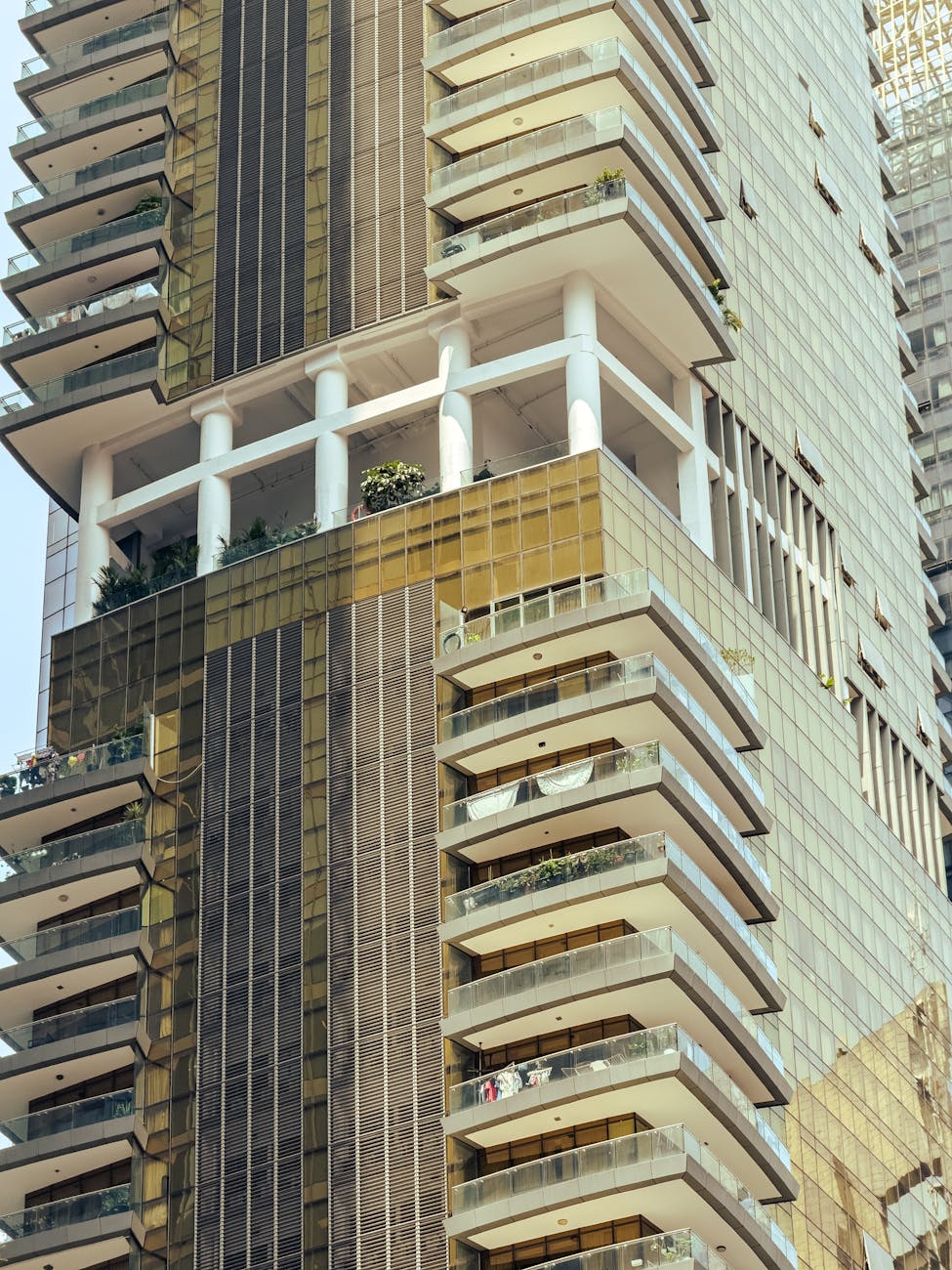 modern singapore residential skyscraper close up